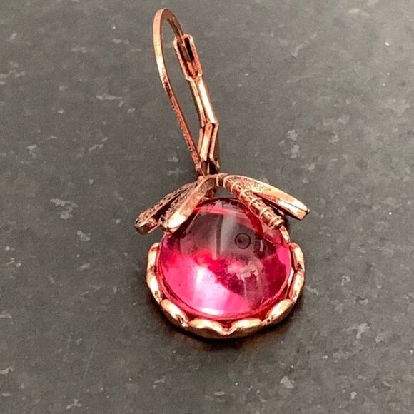 Men’s Pink Dragonfly Earrings. Vintage Style Iced Out, Unisex - Picture 9 of 10